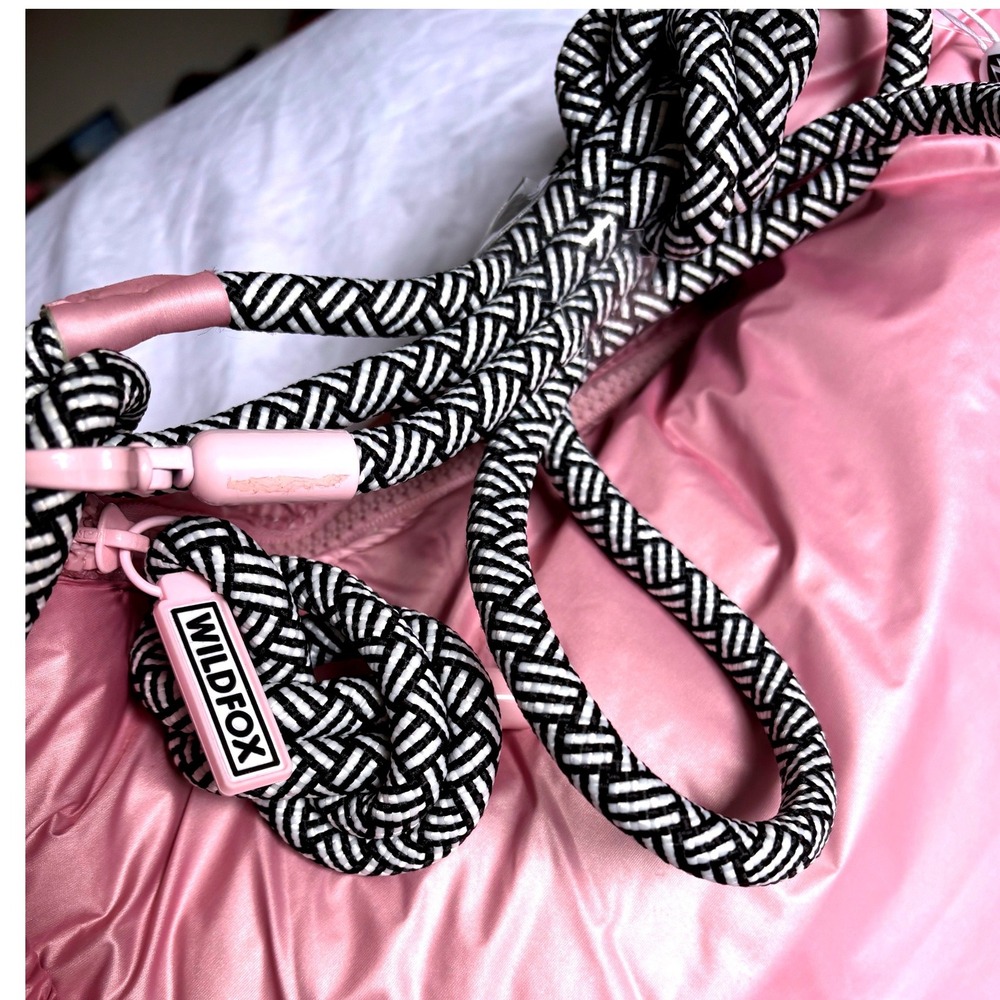 Wildfox Puffer Crossbody Bag Rose Clair Pink Padded Rope Strap HBWF-224-0056-71 - Picture 3 of 9